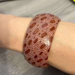 Vintage Brown Reptile Print Bangle Bracelet